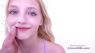 Skinny Teenie gets selfish pussy creampied at audition