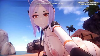 [1080p60fps]Hot anime elf teen gets a gorgeous titjob after sitting on our face surrounding her delicious and petite pussy l My sexiest gameplay moments l Monster Girl Island