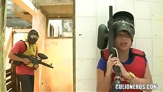 CULIONEROS - Sexy Latina with huge butt and confidential playing paintball