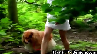 In all directions from natural nasty teen slut slammed hard in the forest by senior guy