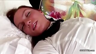 Brother Clogged up Step-sister Masturbate and Seduce to Fuck her